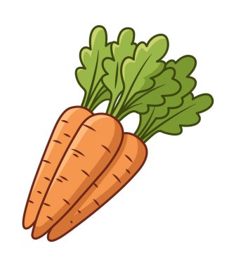 Havuç çizimi. Üç havuç klipsli. Çizgi film biçimi