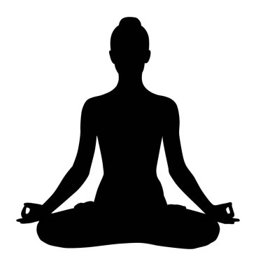 Yoga lotusu kadın silueti çizimi yapıyor. Kadınlar yogaya gidiyor.