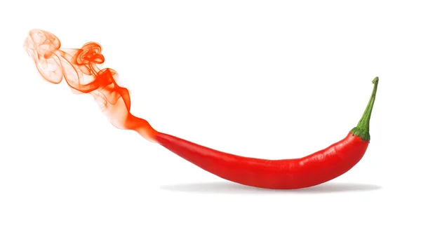 Red chilli pepper with a red smoke — Stock Photo, Image