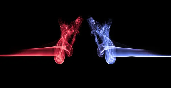Blue smoke vs red smoke abstract — Stock Photo, Image