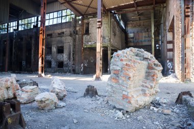terk edilmiş fabrika, sanayi arka plan