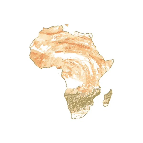 Mappa vettoriale Africa. Illustrazione del vettore isolato. Arancione effetto acquerello. — Vettoriale Stock