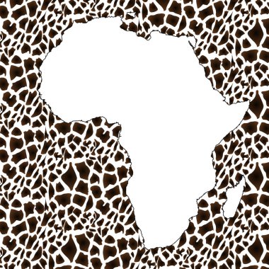 Afrika 'nın dokulu vektör haritası. Elle çizilmiş etnik model, kabile geçmişi. Vektör çizimi. Soyut Renkli Arkaplan