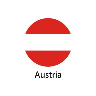 Yuvarlak ikon olarak Avusturya bayrağı. Avusturya bayraklı düğme