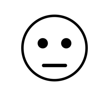 İnce çizgi şüpheli emoji konuşma balonu logosu. Popüler sosyal ağ ya da mobil uygulama için şüpheyle gülen surat kavramı. düz stil trend modern logottip grafik tasarımı beyaz arkaplan üzerinde izole