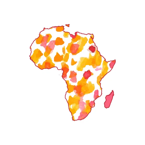 Mappa Vettoriale Africa Illustrazione Del Vettore Isolato Effetto Acquerello Arancione — Vettoriale Stock