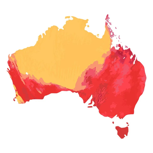 Australien Handgezeichnete Aquarell Bunte Karte — Stockvektor