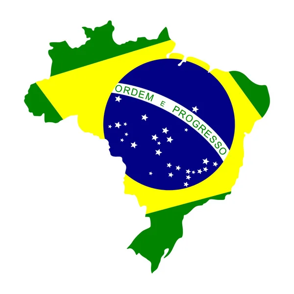 Brazilië Kaart Met Vlaggenvector — Stockvector