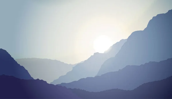 Cartoon Berglandschaft Sonnenuntergang Hintergrund Outdoor Freizeitkonzept Illustration — Stockvektor