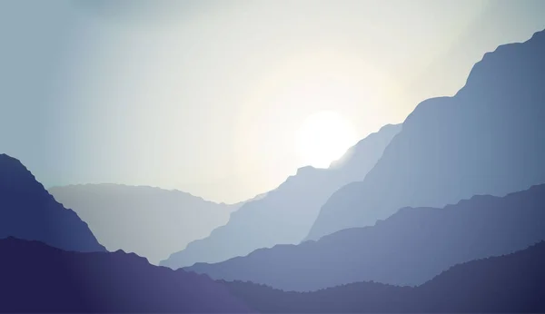 Cartoon mountain landscape in sunset. Background Outdoor Recreation concept illustration