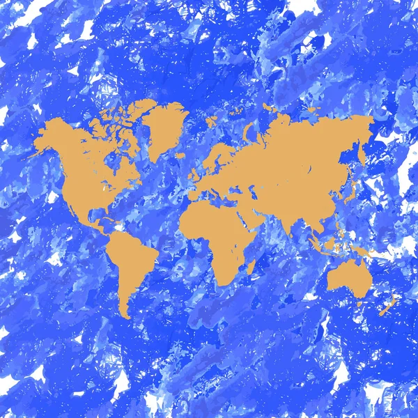 Elle Çizilmiş Suluboya Dünya Haritası Beyaza Izole Edilmiş Vektör Sürümü — Stok Vektör