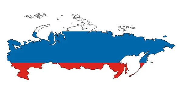 Mapa Bandeira Rússia — Vetor de Stock