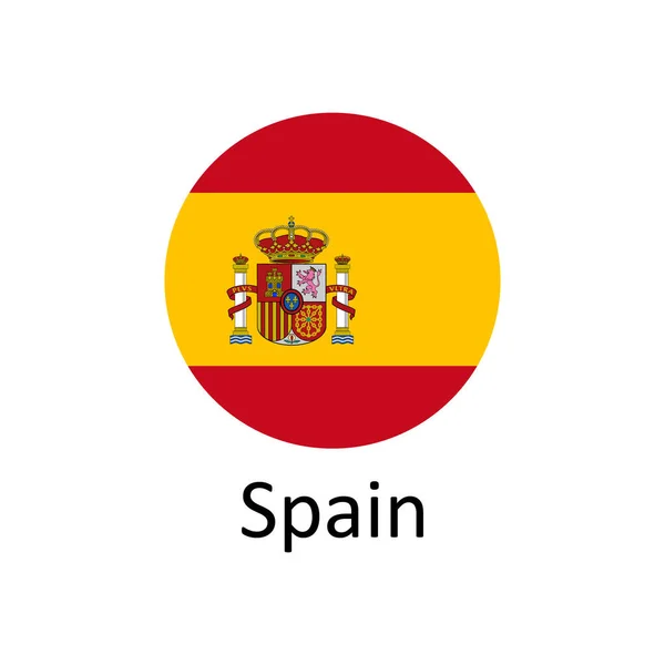 Icono Vector Bandera España Redonda Aislado Botón Bandera España — Archivo Imágenes Vectoriales