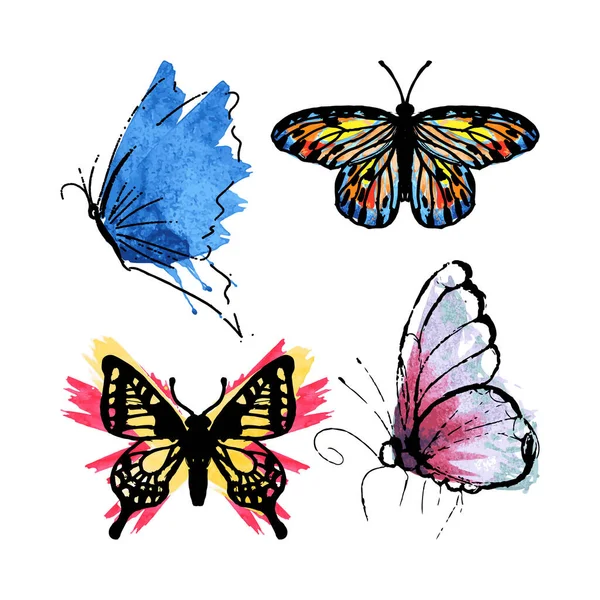 Set mariposas acuarela — Vector de stock