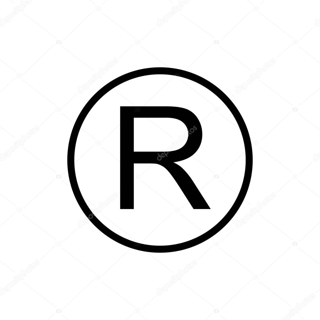 Registered Trademark sign. Dark gray icon on transparent background.