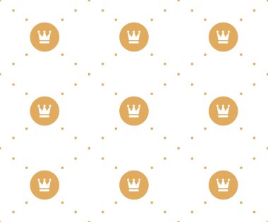 Taçlı vektörsüz retro desen. Duvar kağıdı, şablon dolguları, web sayfası arkaplanı, yüzey dokuları için kullanılabilir