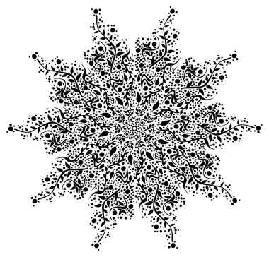 Boyama kitabı için Mandala 'yı özetle. Dekoratif yuvarlak süs. Stres önleyici terapi kalıbı. Tasarım elementi. Yoga logosu, meditasyon posterinin arka planı. Alışılmadık bir çiçek şekli. Doğulu vektör.