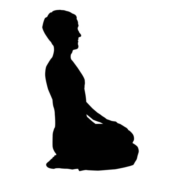 Sitzende Silhouette Auf Weißem Hintergrund Silhouette Eines Sitzenden Mannes — Stockvektor