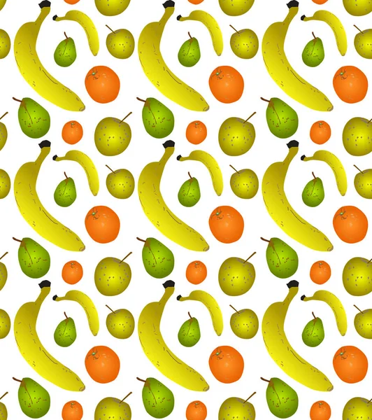 Pattern Different Types Fruits White Background — Stock Vector