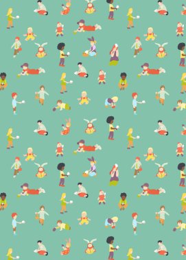 Çok ırklı çocuklar ya da çok renkli paskalyalarla oynayan çocuklar.