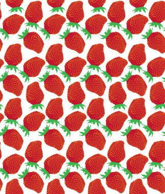 Beyaz arkaplanda kırmızı çilek deseni