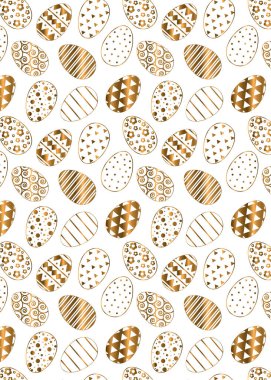 Beyaz arkaplanda altın paskalya yumurtaları deseni