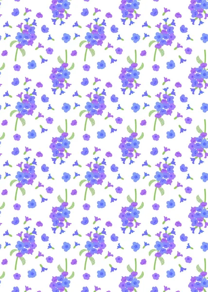 Patrón Con Flores Pulmonaria Pulmonaria Flores Lombriz Diferentes Tonos Violeta — Archivo Imágenes Vectoriales