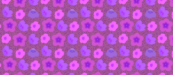 ピンクの背景にピンクの花や円が描かれたパターン — ストックベクタ