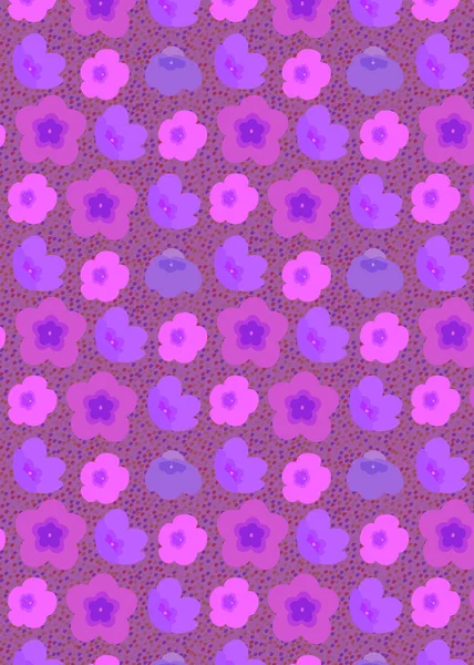 ピンクの背景にピンクの花や円が描かれたパターン — ストックベクタ