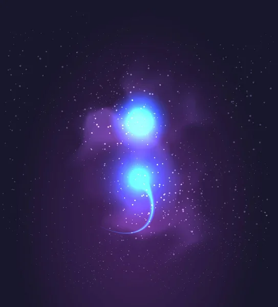 Noktalı virgül. Uzayda yıldızlarla çevrili parlak ışıklar. Akıl Sağlığı Bilinci