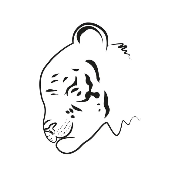 タイガーヘッドサイドビュー 手描き虎イラストベクトル — ストックベクタ