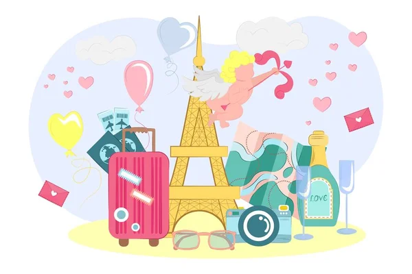 Conceito Paris Para Amantes Viagem Ilustração Vetorial Coleção Turismo Viagens — Vetor de Stock