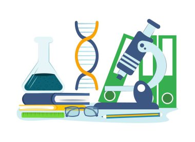 Tıp, genetik DNA bilimi, sağlık hizmetlerindeki kavramsal fikirler. Vektör düz resimleme