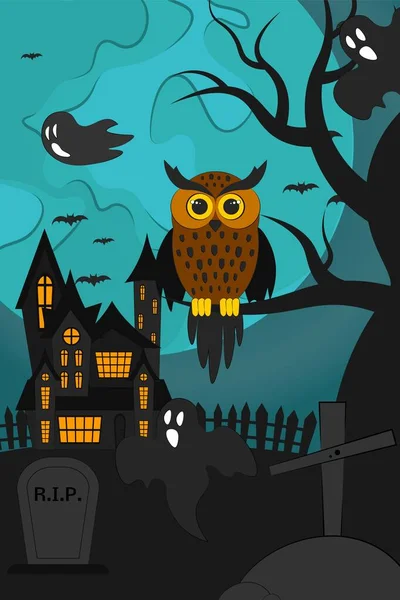 Hintergrund Der Halloween Nacht Vektorillustration Für Die Oktoberfeiertage Banner Plakat — Stockvektor