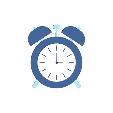 Alarm saati beyaz arkaplanda izole edildi. Vektör düz çizim. Kalkma vakti. Tasarım için simge