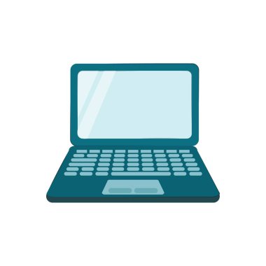 Vektör izole edilmiş dizüstü bilgisayar çalışmaya hazır. Sunum için şablon defteri. Klavyeyle bilgisayar ekranı açıldı. Boş ekranlı modern dizüstü bilgisayarı taklit et.