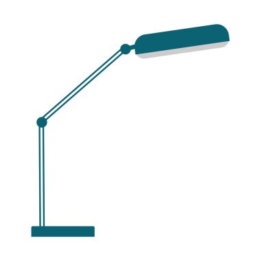 Masa lambası beyaz arkaplanda izole edilmiş. Vektör düz çizim. Bir parça iç mekan. Nesne bir apartman, ofis, bina tasarımı için kullanılabilir.