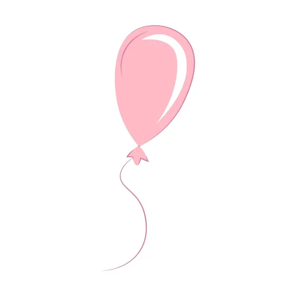 Globo Helio Rosa Aislado Sobre Fondo Blanco Ilustración Plana Vectorial — Vector de stock