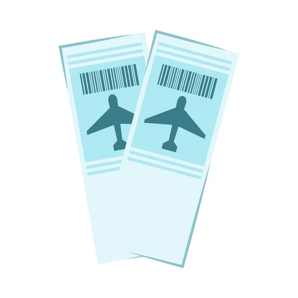 Dois Bilhetes Avião Isolados Num Fundo Branco Ilustração Plana Vetorial — Vetor de Stock