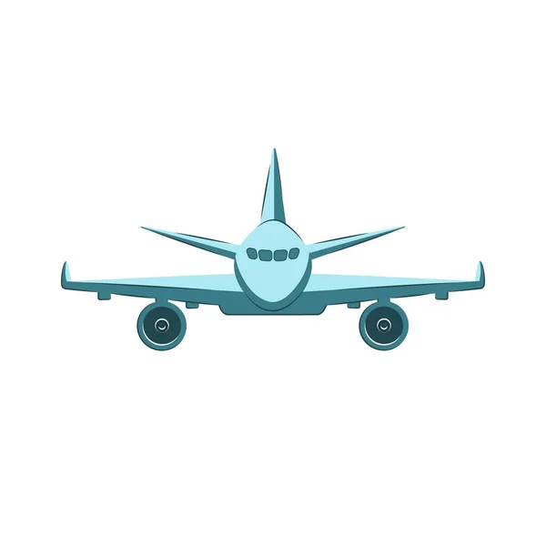 Plano Plano Vista Frontal Vector Plano Ilustración Avión Boeing Volador — Vector de stock