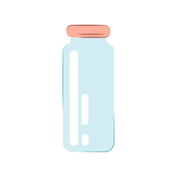 Glass Jar Isolated White Background Vector Flat Illustration Empty Transparent — Stock Vector