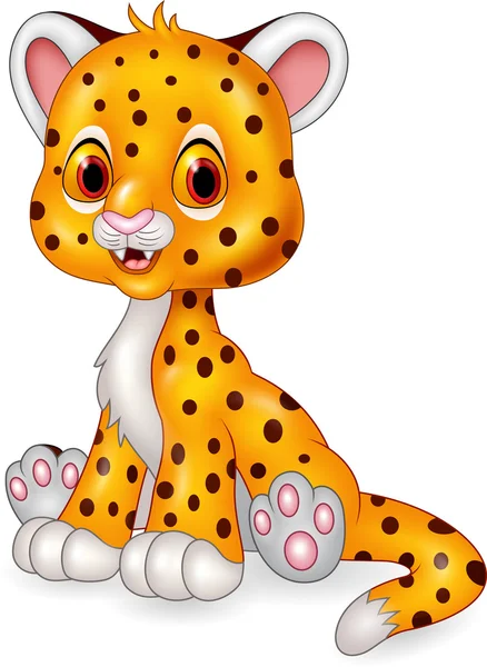 Cartoon happy baby cheetah sitting — Stock Vector