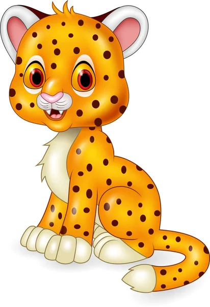 Cute baby cheetah sitting isolated on white background — Stock Vector