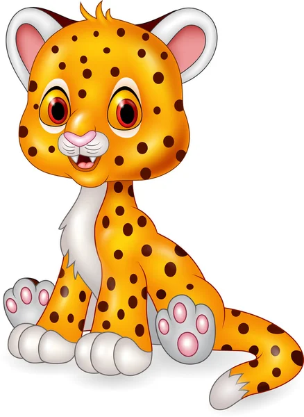 Cartoon gelukkig baby cheeta zitten — Stockvector