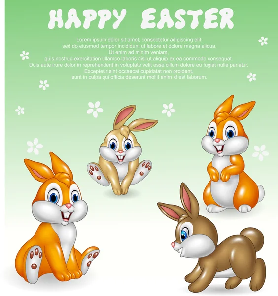 Ładny mały króliczek kolekcja z szczęśliwy tło Wielkanoc — Wektor stockowy