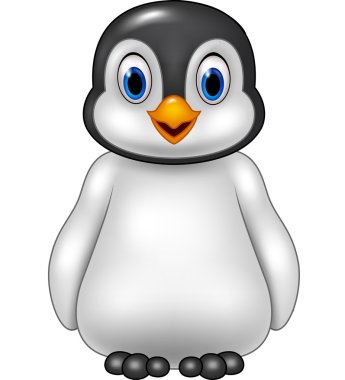 Beyaz arka planda izole edilmiş sevimli bebek penguen pozu