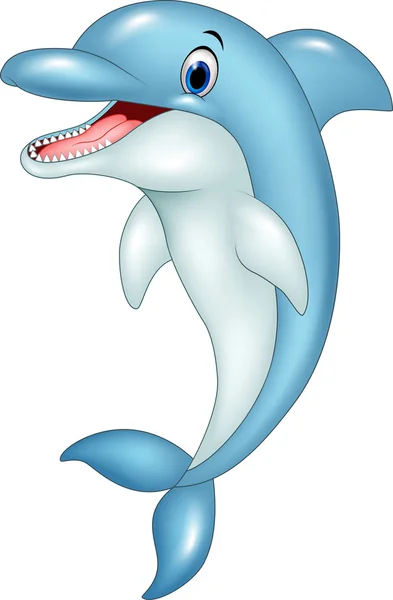 Cartoon funny dolphin jumping — Stock Vector