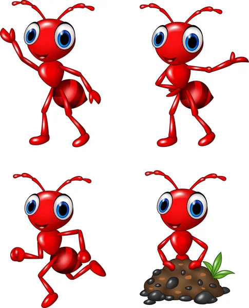 Cartoon funny ant isolated on white background — Stock Vector