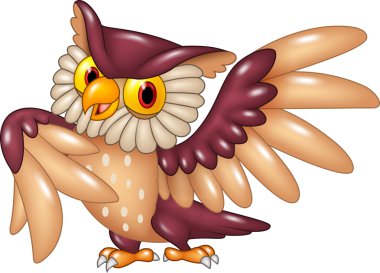 Çizgi film komik baykuş pozu