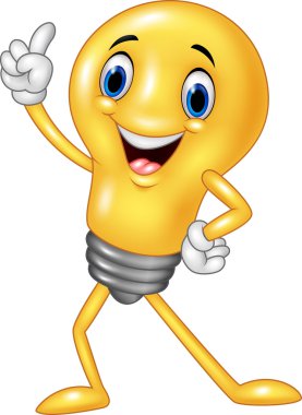 Çizgi film komik ampulü parmağını gösteriyor.